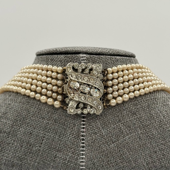 Vintage set of pearls, with Silvertone and rhinestone clasp - Picture 4 of 8